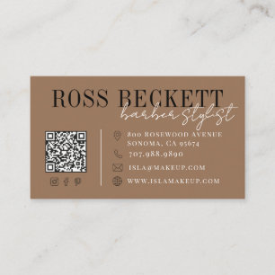 Modern Earthy Brown Barber Stylist Business Card