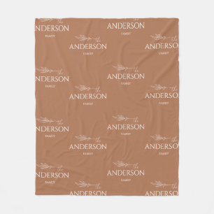Modern Earthy Brown Family Name  Fleece Blanket