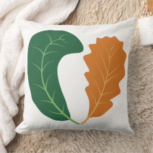 Modern Earthy Heart Leaves Canvas Cushion