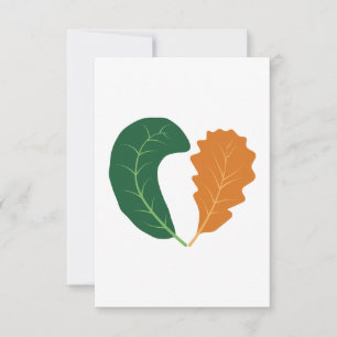 Modern Earthy Heart Leaves Canvas Thank You Card