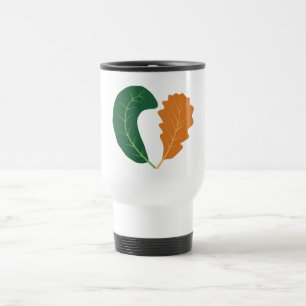 Modern Earthy Heart Leaves Canvas Travel Mug