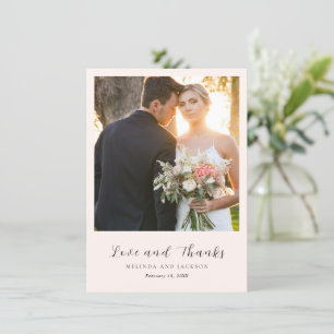 Modern Earthy Neutral Photo Wedding Thank You Card