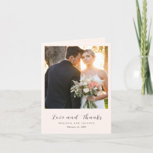 Modern Earthy Neutral Photo Wedding Thank You Card