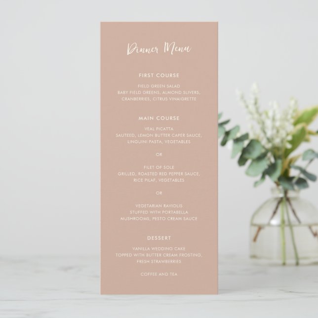 Modern Earthy Neutral Simple Wedding Menu (Standing Front)