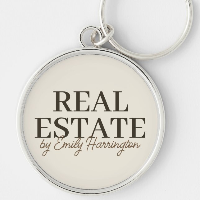 Modern Earthy Real Estate Agent Key Ring (Front)