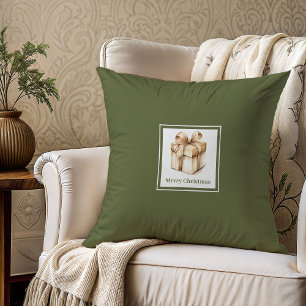 Modern earthy script family name Christmas gift   Cushion