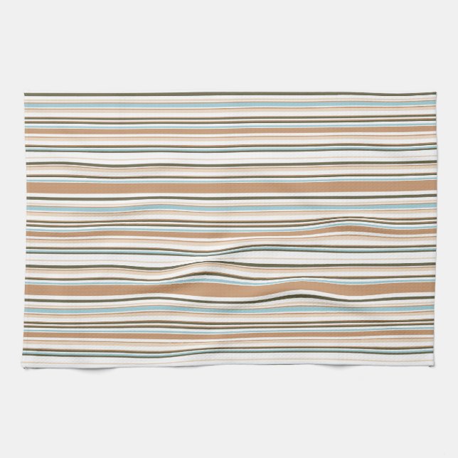 Modern Earthy Stripes with Blue Accent Tea Towel (Horizontal)
