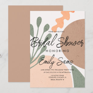 Modern Earthy Tone Shapes Abstract Bridal Shower Invitation