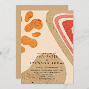Modern Earthy Tone Shapes Burnt Orange Wedding  Invitation