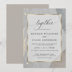 Modern Earthy Watercolor Splash on Granite Stone Invitation