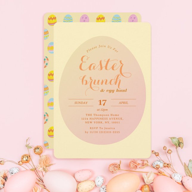 Modern Easter Brunch Egg Hunt Soft Yellow Invitation (Creator Uploaded)
