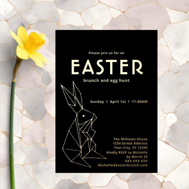 Modern Easter Brunch Gold Foil Invitation (Creator Uploaded)