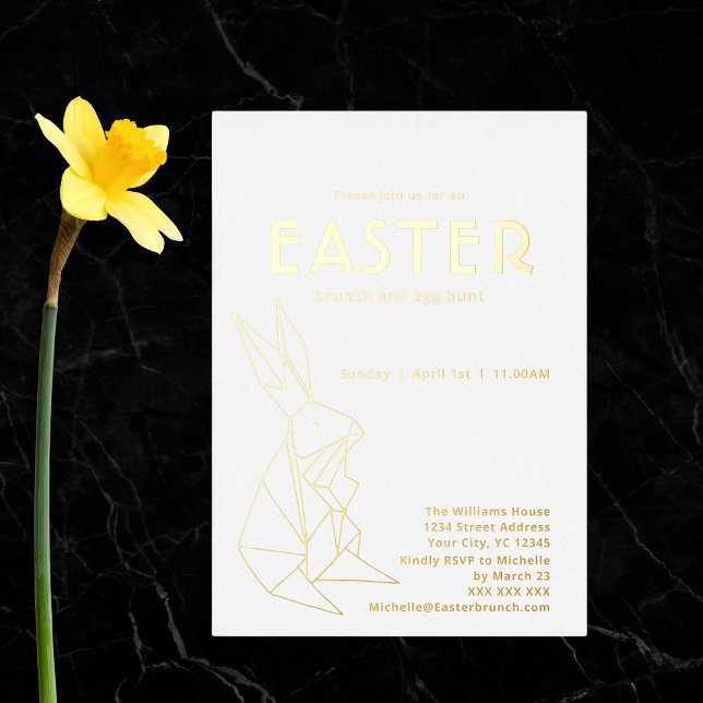 Modern Easter Brunch Gold Foil Invitation (Creator Uploaded)
