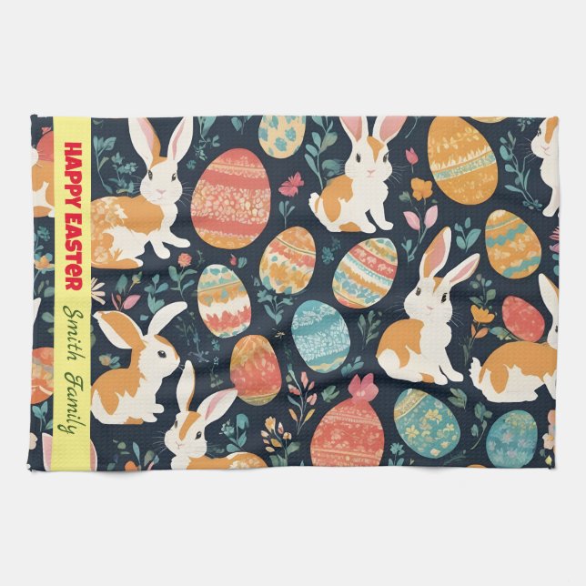 Modern Easter Bunny Collection Tea Towel (Horizontal)