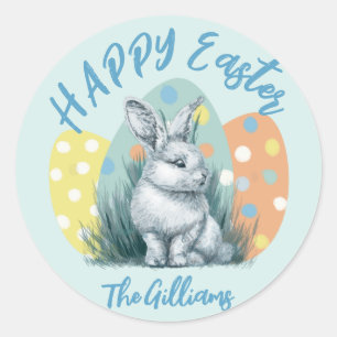 modern easter bunny colourful classic round sticker
