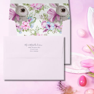 Modern Easter Bunny Pink Background Greeting Card Envelope