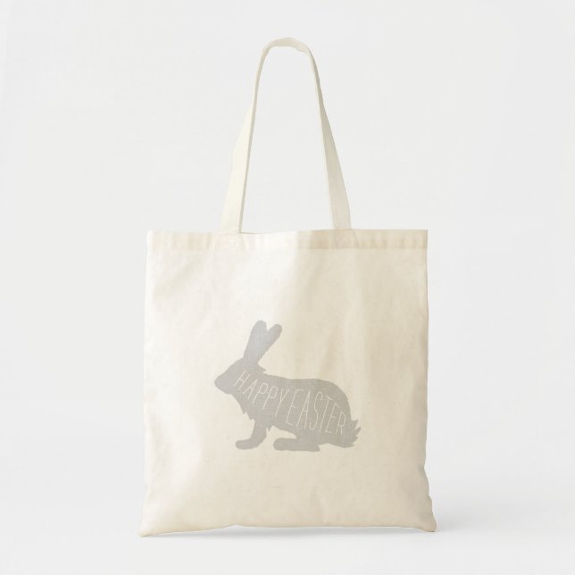 Modern Easter Bunny Tote - Grey | Happy Easter (Front)