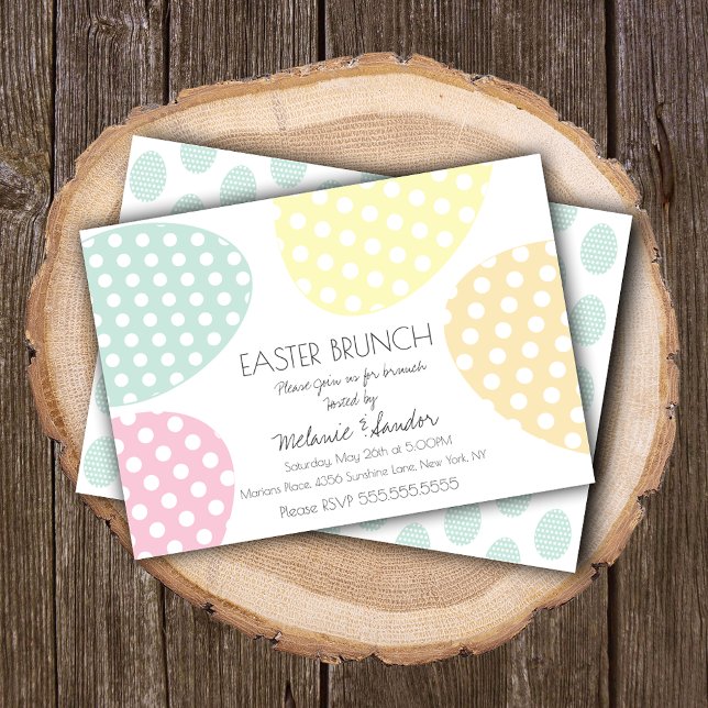 Modern Easter Dotted Eggs Dinner Brunch Family Invitation (Creator Uploaded)