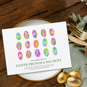 Modern Easter Egg Hunt Brunch Colourful Watercolor Invitation