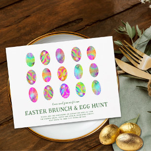 Modern Easter Egg Hunt Brunch colourful Watercolor Invitation Postcard