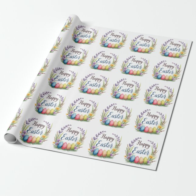 Modern Easter Eggs Beautiful Collection Wrapping Paper (Unrolled)