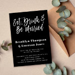 Modern Eat Drink Be Married Funny QR Code Wedding Invitation<br><div class="desc">This modern wedding invitation has the words eat,  drink and be married! in a hand-lettered font. On the back,  you can upload a QR code to direct your guests to your wedding website for all the information and to RSVP.</div>