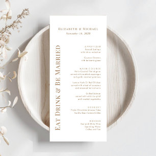 Modern Eat Drink Be Married Gold Wedding Menu