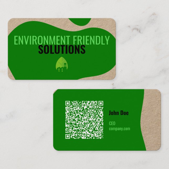 Modern Eco-Friendly Business Card with QR Code (Front/Back)