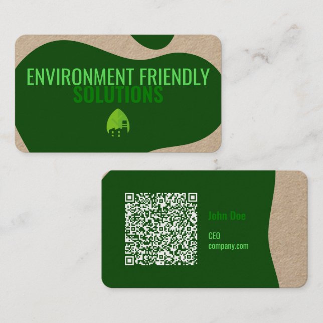Modern Eco-Friendly Business Card with QR Code (Front/Back)