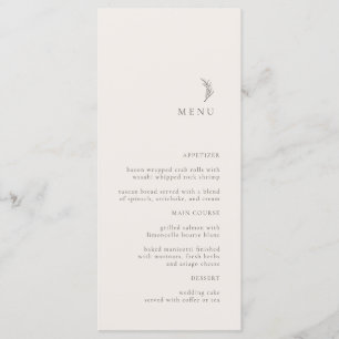 Modern Ecru Olive Branch Wedding Menu