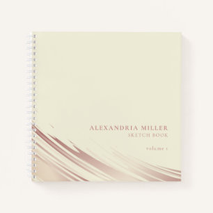 Modern Ecru & Pink Personalised Sketchbook Notebook