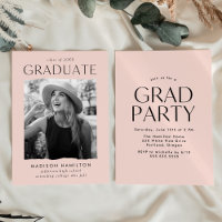 Modern Edge Blush Pink Photo Graduation Party
