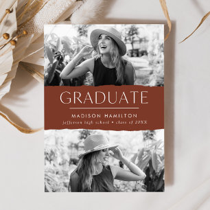 Modern Edge Brown 2 Photo Graduation Announcement