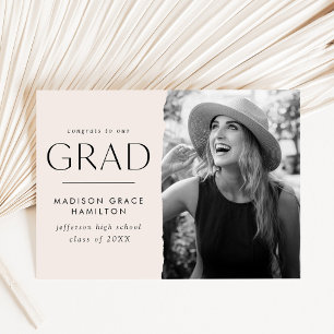 Modern Edge Cream Photo Graduation Announcement