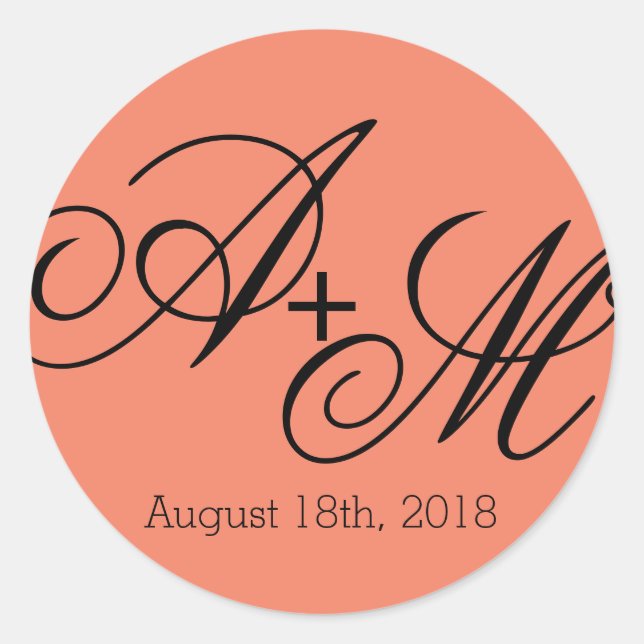 Modern Edge Monogram Classic Round Sticker (Front)