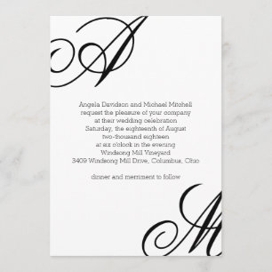 Modern Edge Monogram Wedding Invitation