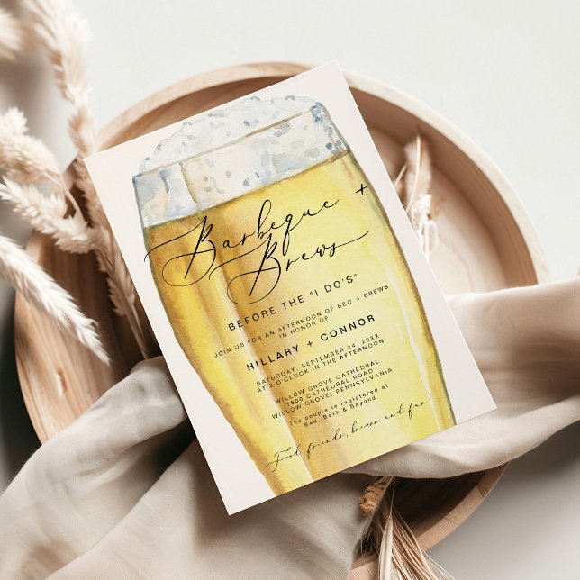 Modern Edgy His & Hers Calligraphy BBQ & Brews Invitation (Creator Uploaded)