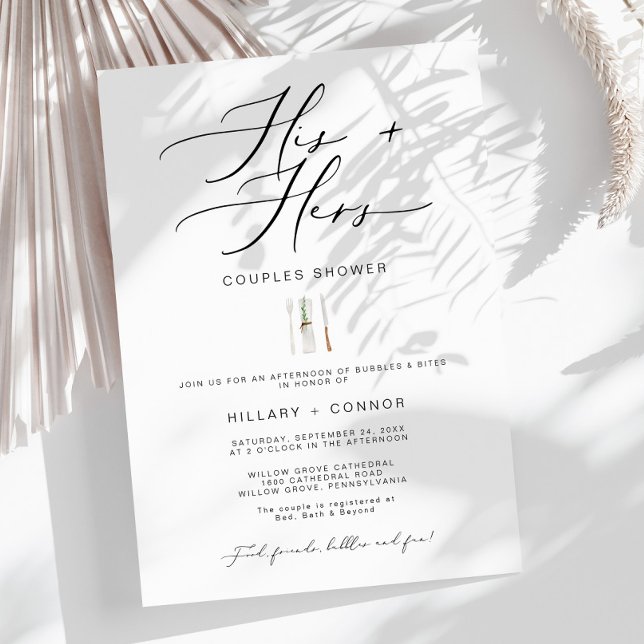 Modern Edgy His & Hers Calligraphy Couples Shower Invitation (Creator Uploaded)