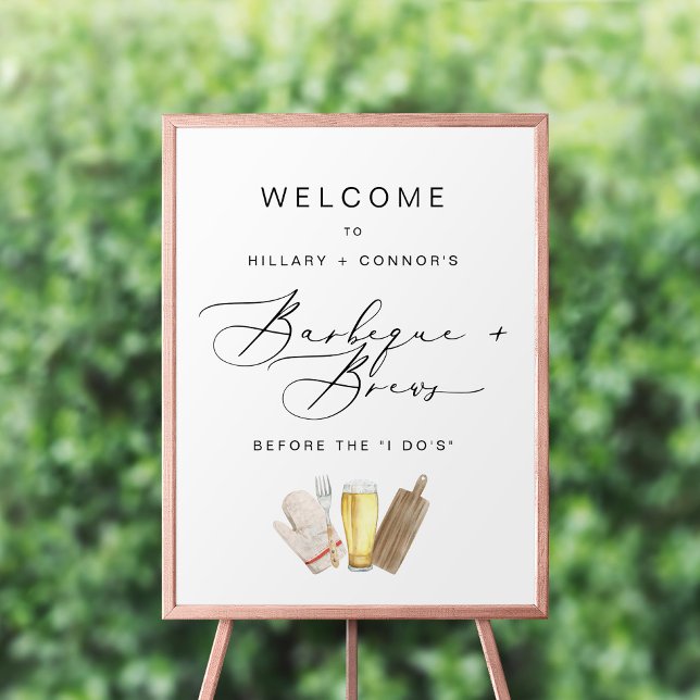 Modern Edgy Rehearsal Calligraphy BBQ & Brews Sign (Creator Uploaded)