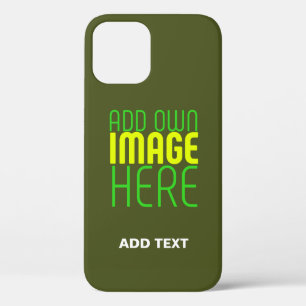 MODERN EDITABLE ARMY GREEN IMAGE TEXT TEMPLATE iPhone 12 CASE