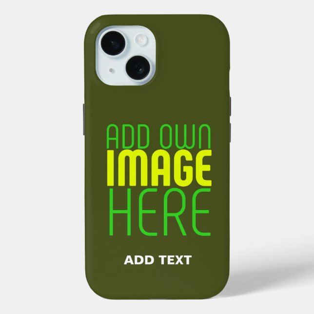 MODERN EDITABLE ARMY GREEN IMAGE TEXT TEMPLATE Case-Mate iPhone CASE (Back)