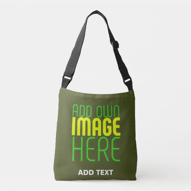 MODERN EDITABLE ARMY GREEN IMAGE TEXT TEMPLATE CROSSBODY BAG (Front)