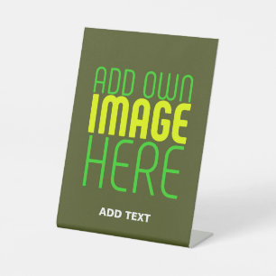 MODERN EDITABLE ARMY GREEN IMAGE TEXT TEMPLATE PEDESTAL SIGN