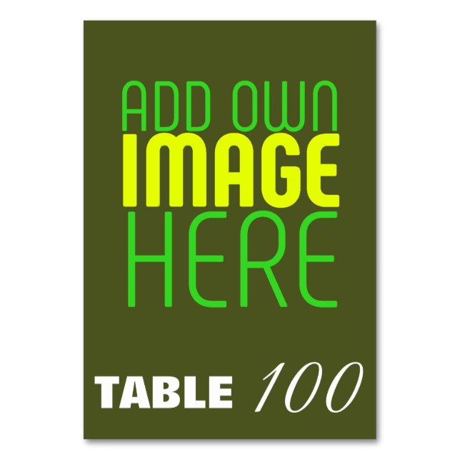 MODERN EDITABLE ARMY GREEN IMAGE TEXT TEMPLATE TABLE NUMBER (Front)