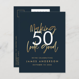 Modern editable birthday simple stylish elegant invitation postcard