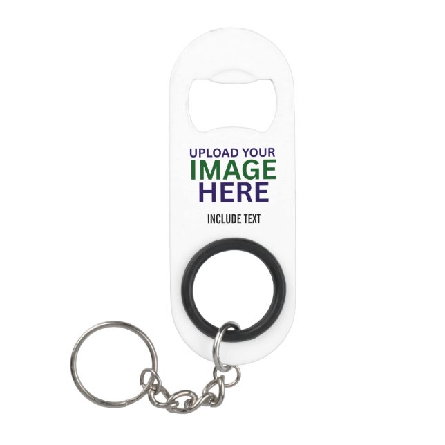 Modern Editable Black Text Keychain Bottle Opener (Front)