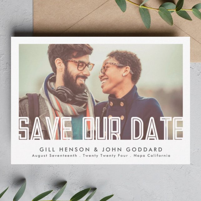 Modern Editable Bold Text Photo Save The Date (Creator Uploaded)