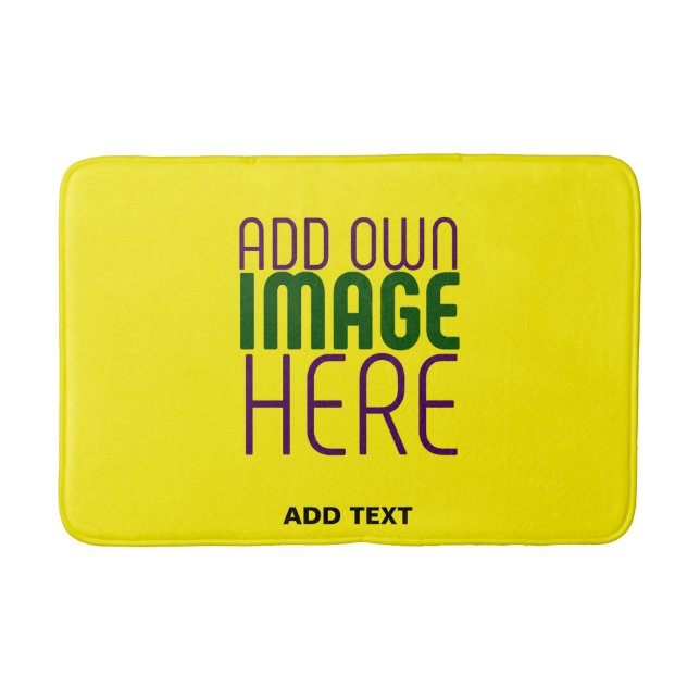 MODERN EDITABLE BRIGHT YELLOW IMAGE TEXT TEMPLATE BATH MAT (Front)
