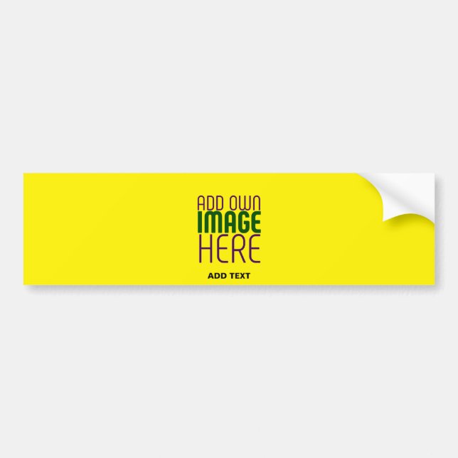 MODERN EDITABLE BRIGHT YELLOW IMAGE TEXT TEMPLATE BUMPER STICKER (Front)