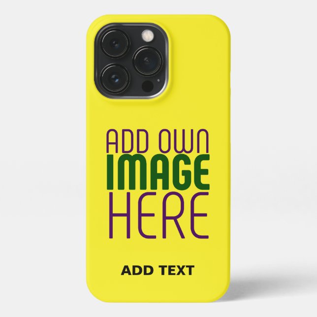 MODERN EDITABLE BRIGHT YELLOW IMAGE TEXT TEMPLATE iPhone CASE (Back)